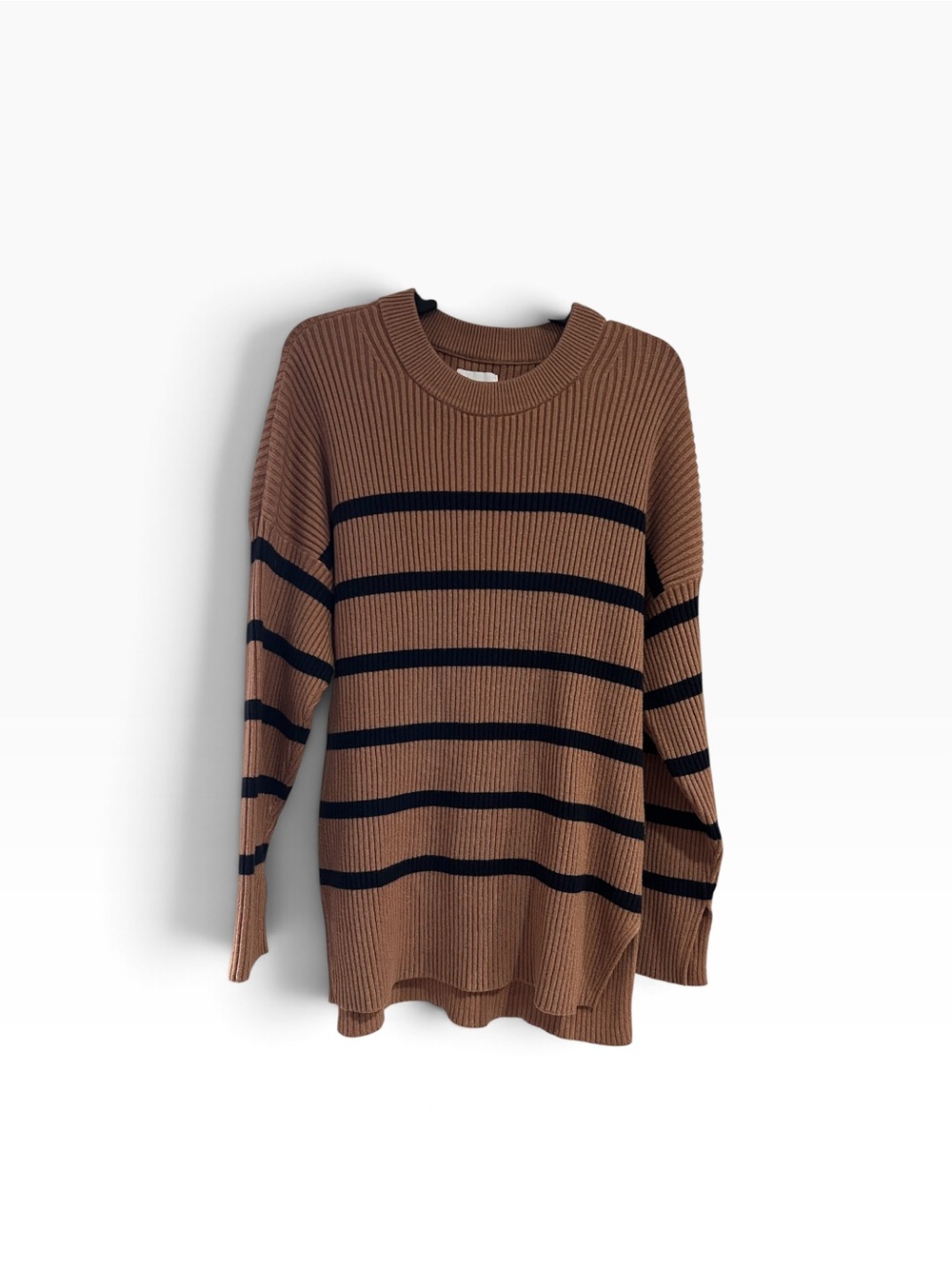 Abercrombie & Fitch Ribbed Crewneck Sweater in Brown and Black